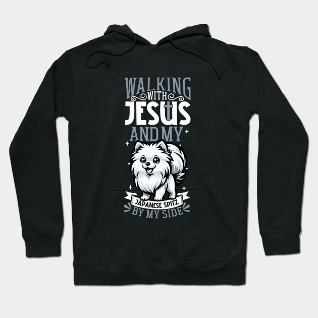 Jesus and dog - Japanese Spitz Hoodie by Modern Medieval Design